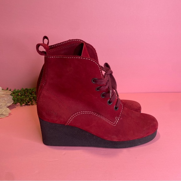 Arche Shoes Arche France Suede Leather Wedge Lace Up Ankle Boots In